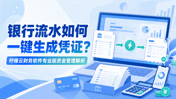 银行流水如何一键生成凭证？柠檬云财务软件专业版资金管理解析