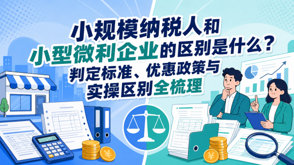 小规模纳税人和小型微利企业的区别是什么？判定标准、优惠政策与实操区别全梳理