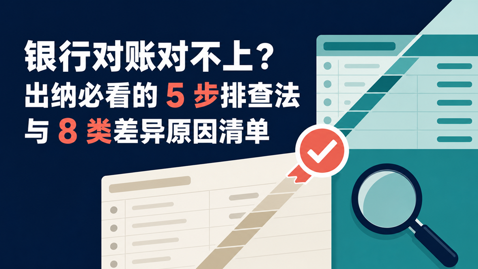 银行对账对不上?出纳必看的5步排查法与8类差异原因清单