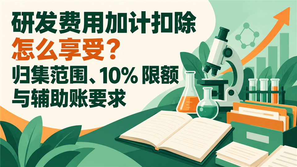 研发费用加计扣除怎么享受？归集范围、10% 限额与辅助账要求