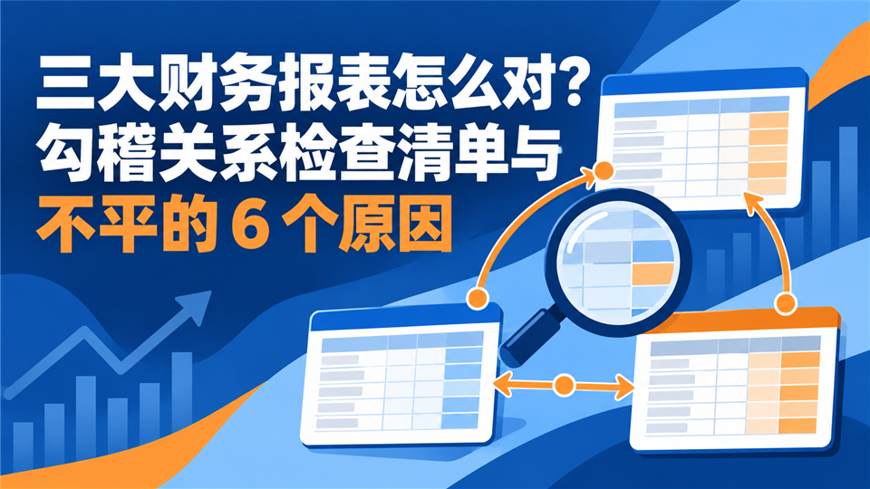 三大财务报表怎么对？勾稽关系检查清单与不平的 6 个原因