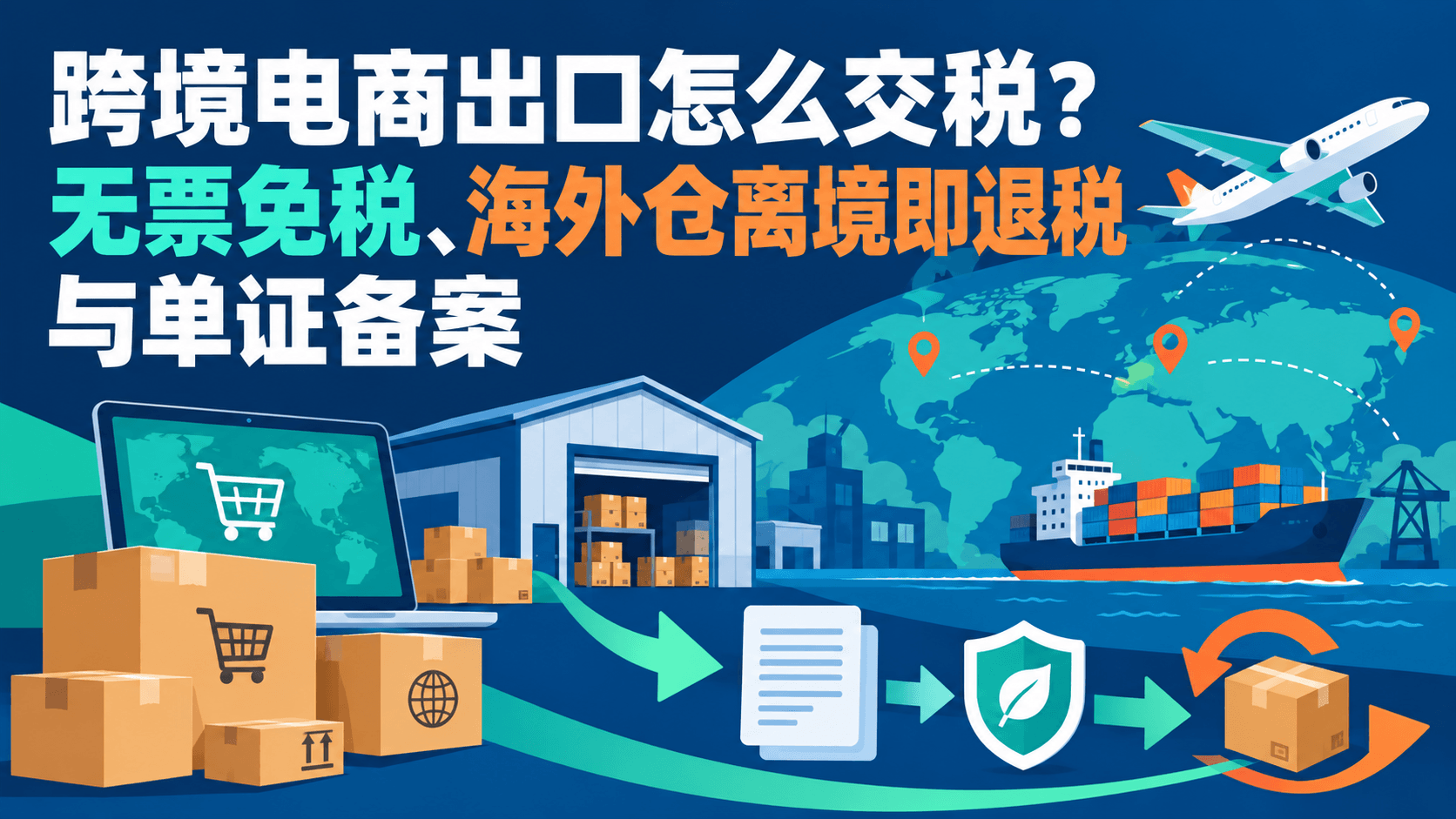 跨境电商出口怎么交税?无票免税、海外仓离境即退税与单证备案