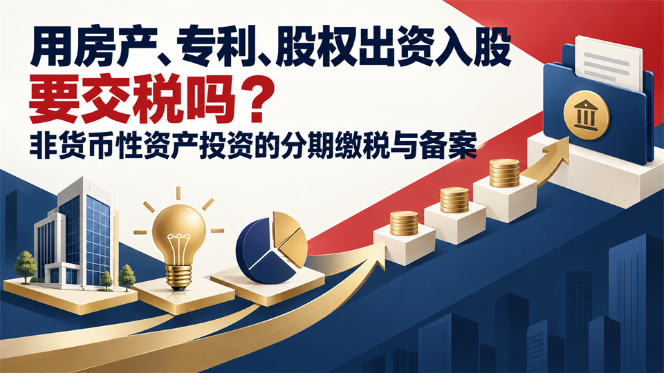 用房产、专利、股权出资入股要交税吗?非货币性资产投资的分期缴税与备案