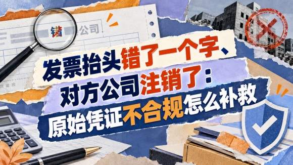发票抬头错了一个字、对方公司注销了:原始凭证不合规怎么补救